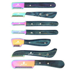 SE-6630 MULTI BLADE BLUE 7 PIECE HAND STRIPPING KNIFE SET CAT DOG PET GROOMING COMB