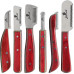 SE-6650 Professional Stripping Knife kit (6 Pieces Set) for Dogs & Pets, Wooden Handle Grip with Stainless Steel Blade (Right Handed) (Red)