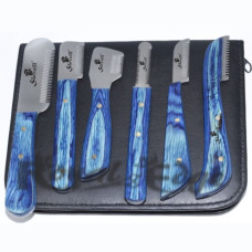 SE-6660 Dog Grooming Hand Stripping Knife Set (Blue)